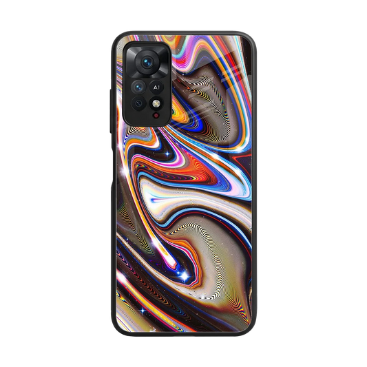 Psychedelic Marble back phone cover | glass case for redmi note 11 pro