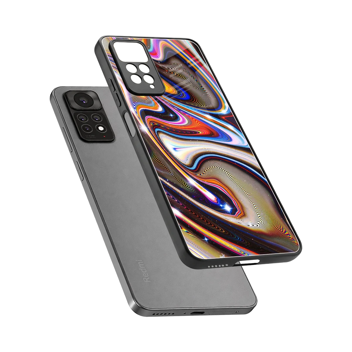 Psychedelic Marble sleek redmi note 11 pro cover with tempered glass back and TPU edges