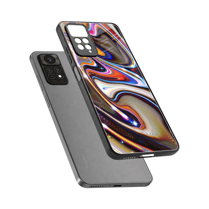 Psychedelic Marble sleek redmi note 11 pro cover with tempered glass back and TPU edges