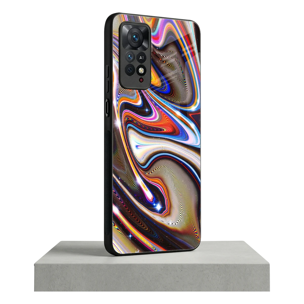 Psychedelic Marble redmi note 11 pro mobile cover | shockproof glass phone case
