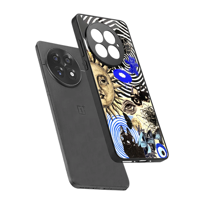 Psychedelic Vibes sleek oneplus 13 cover with tempered glass back and TPU edges