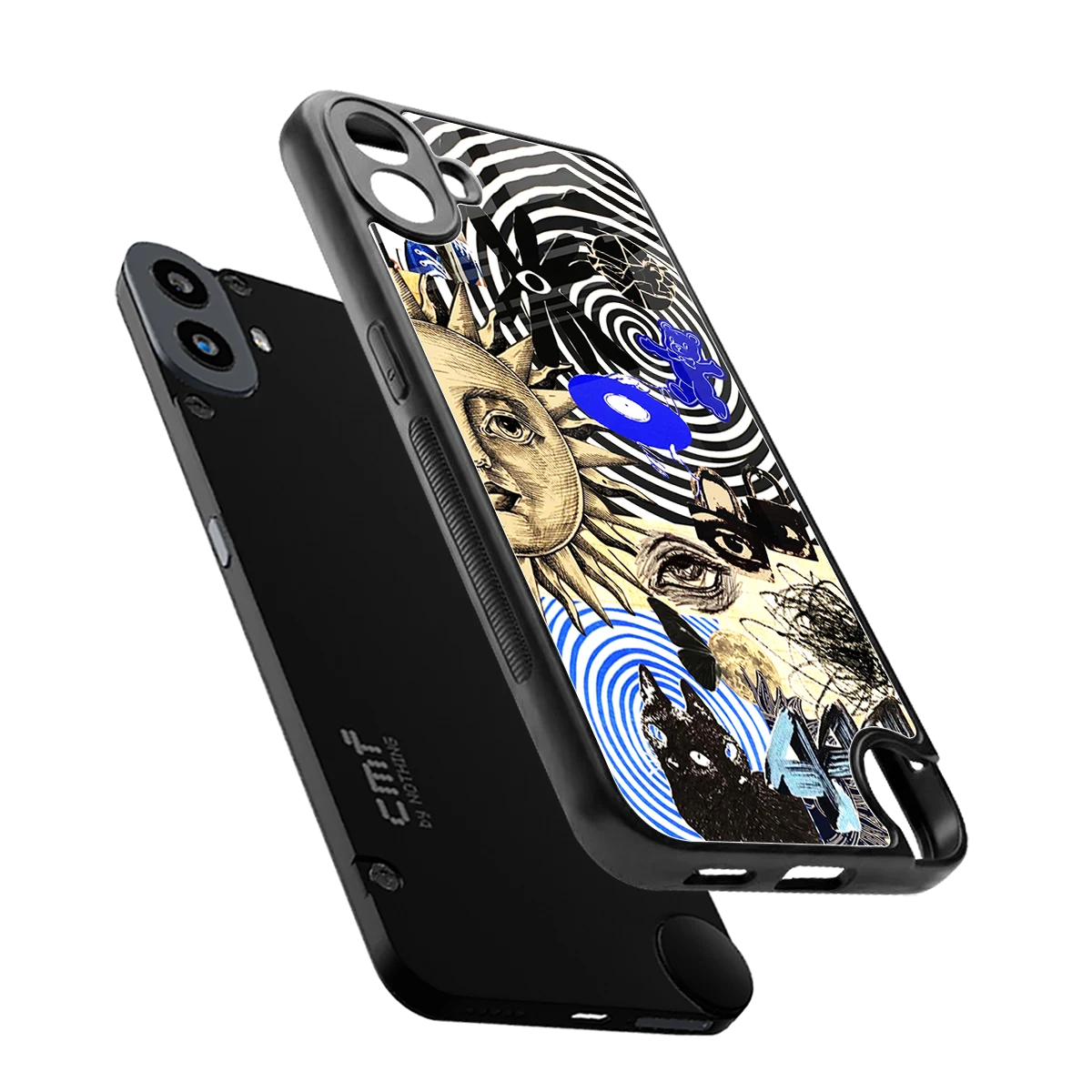 Psychedelic Vibes sleek cmf nothing phone 1 cover with tempered glass back and TPU edges