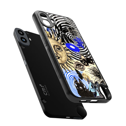 Psychedelic Vibes sleek cmf nothing phone 1 cover with tempered glass back and TPU edges