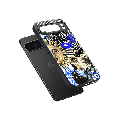 Psychedelic Vibes sleek google pixel 10 pro xl cover with tempered glass back and TPU edges