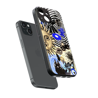 Psychedelic Vibes sleek iphone 13 mini cover with tempered glass back and TPU edges