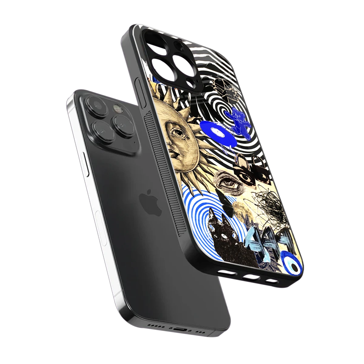 Psychedelic Vibes sleek iphone 14 pro max cover with tempered glass back and TPU edges