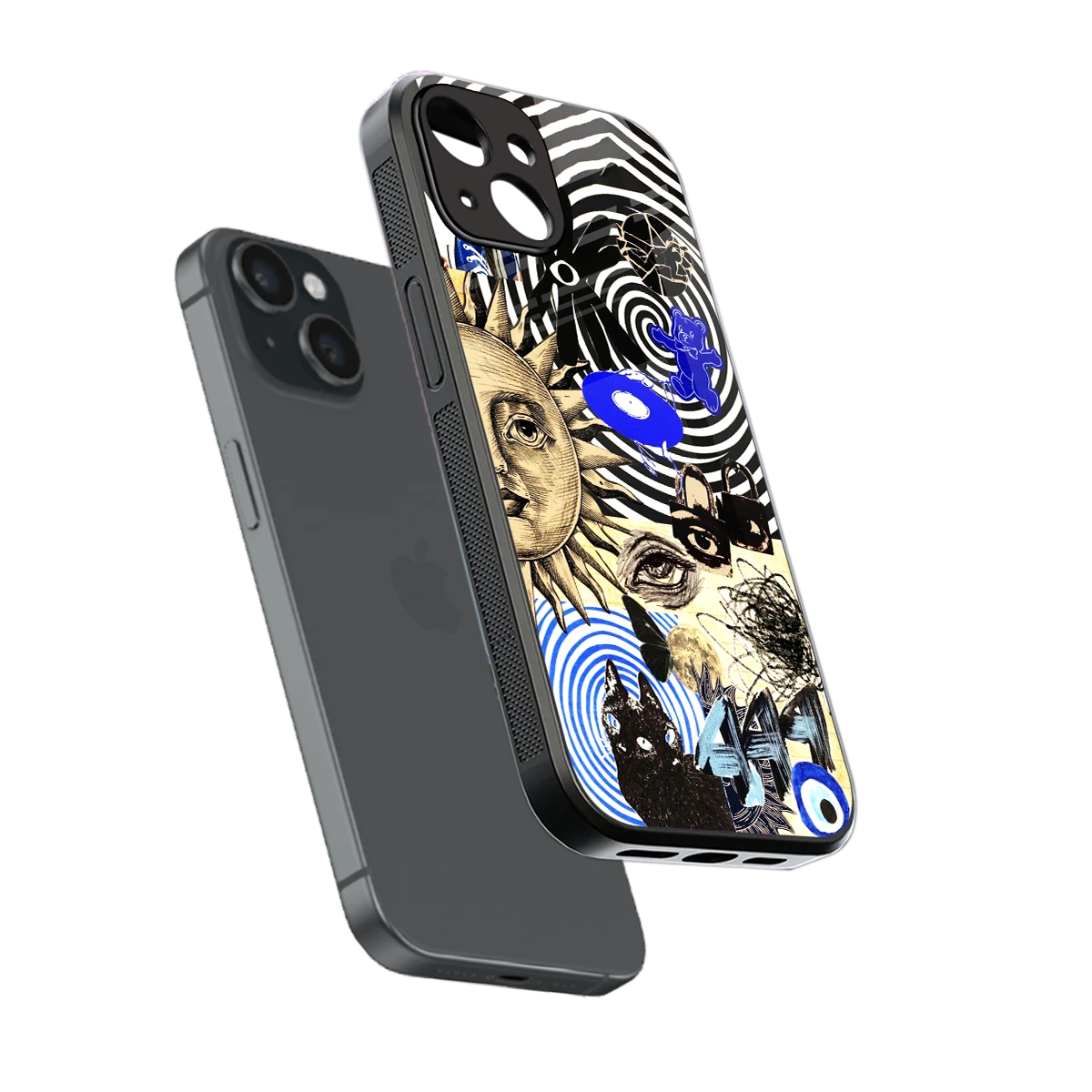 Psychedelic Vibes sleek iphone 15 cover with tempered glass back and TPU edges