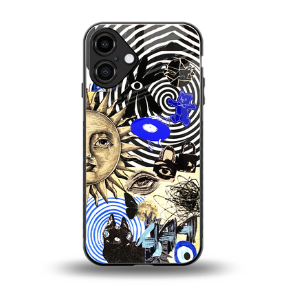 Psychedelic Vibes back phone cover | glass case for iphone 16 plus
