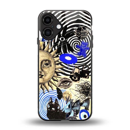 Psychedelic Vibes back phone cover | glass case for iphone 16 plus