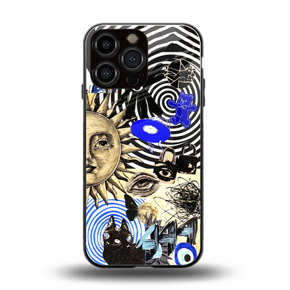 Psychedelic Vibes back phone cover | glass case for iphone 16 pro max
