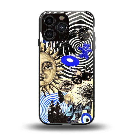 Psychedelic Vibes back phone cover | glass case for iphone 16 pro max