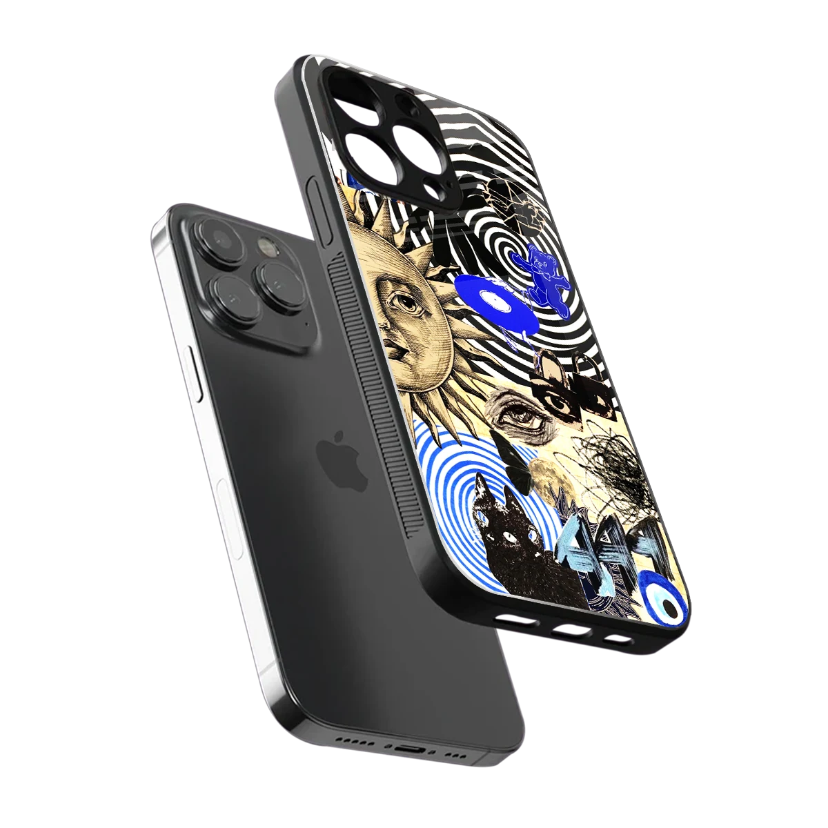 Psychedelic Vibes sleek iphone 16 pro max cover with tempered glass back and TPU edges