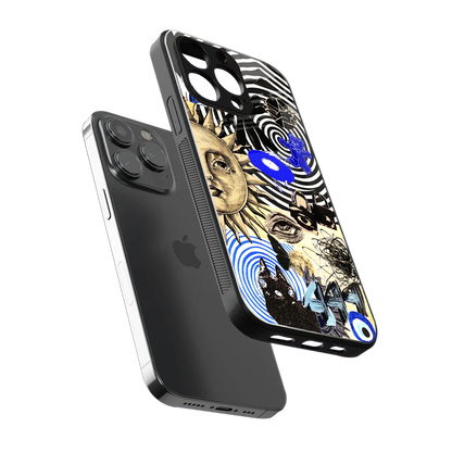 Psychedelic Vibes sleek iphone 16 pro max cover with tempered glass back and TPU edges
