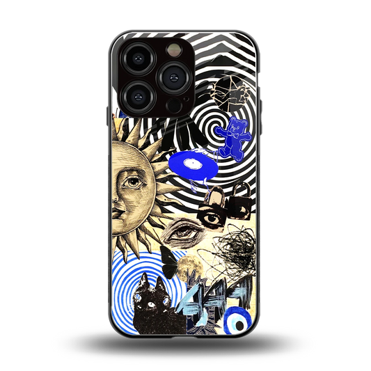 Psychedelic Vibes back phone cover | glass case for iphone 16 pro
