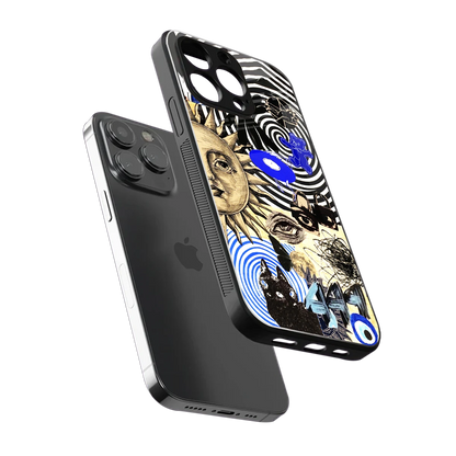 Psychedelic Vibes sleek iphone 16 pro cover with tempered glass back and TPU edges