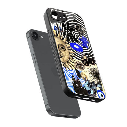 Psychedelic Vibes sleek iphone 17e cover with tempered glass back and TPU edges