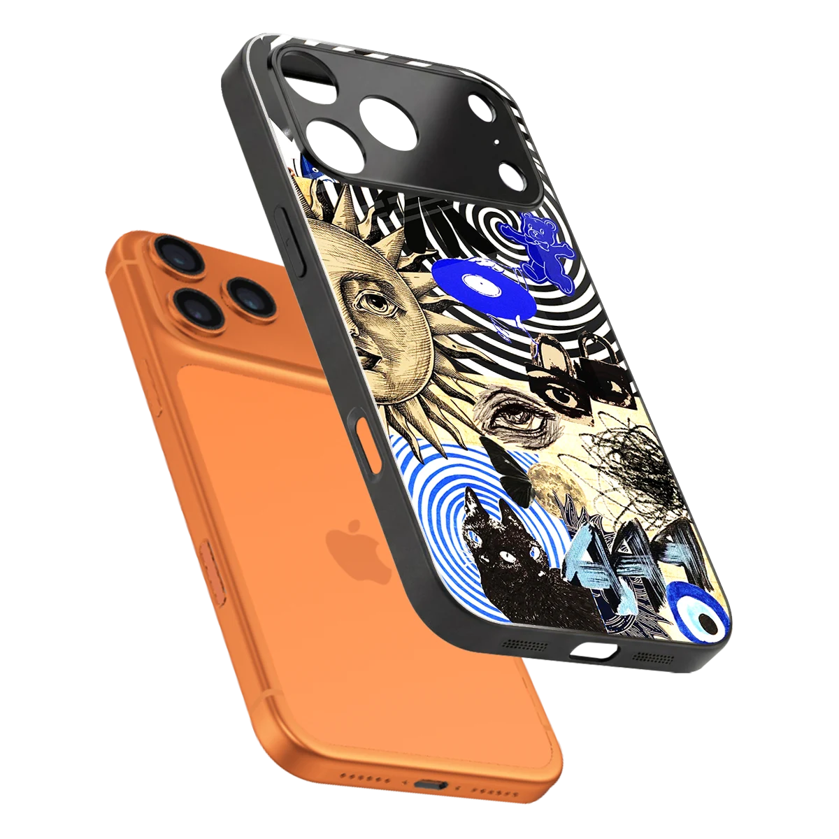 Psychedelic Vibes sleek iphone 17 pro cover with tempered glass back and TPU edges