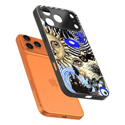 Psychedelic Vibes sleek iphone 17 pro cover with tempered glass back and TPU edges