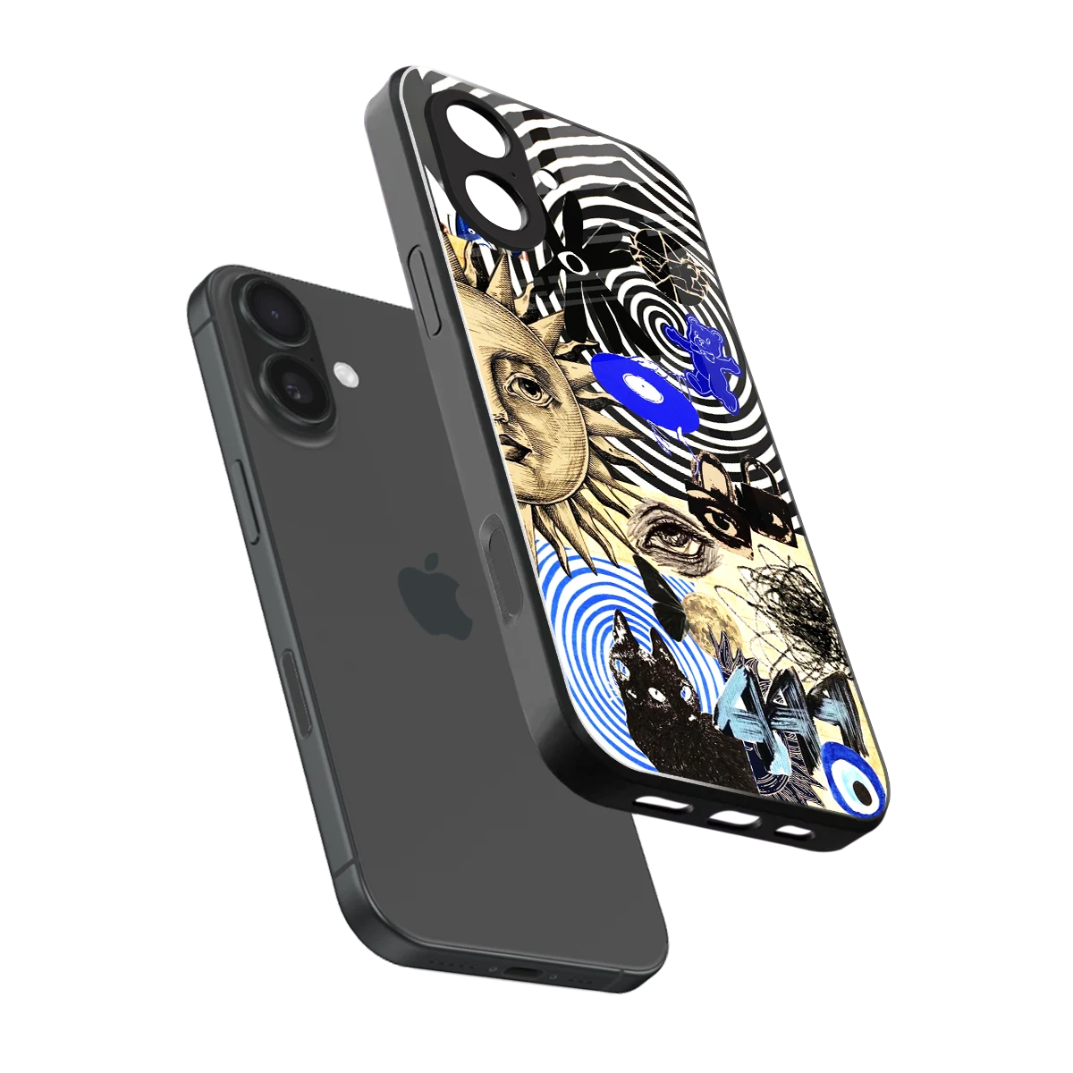 Psychedelic Vibes sleek iphone 17 cover with tempered glass back and TPU edges