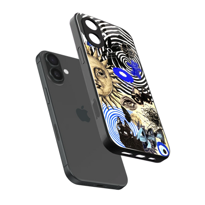 Psychedelic Vibes sleek iphone 17 cover with tempered glass back and TPU edges