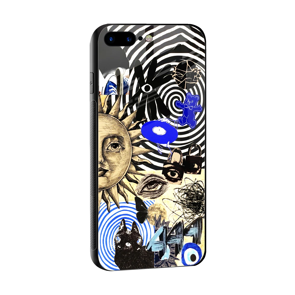 Psychedelic Vibes sleek iphone 8 plus cover with tempered glass back and TPU edges