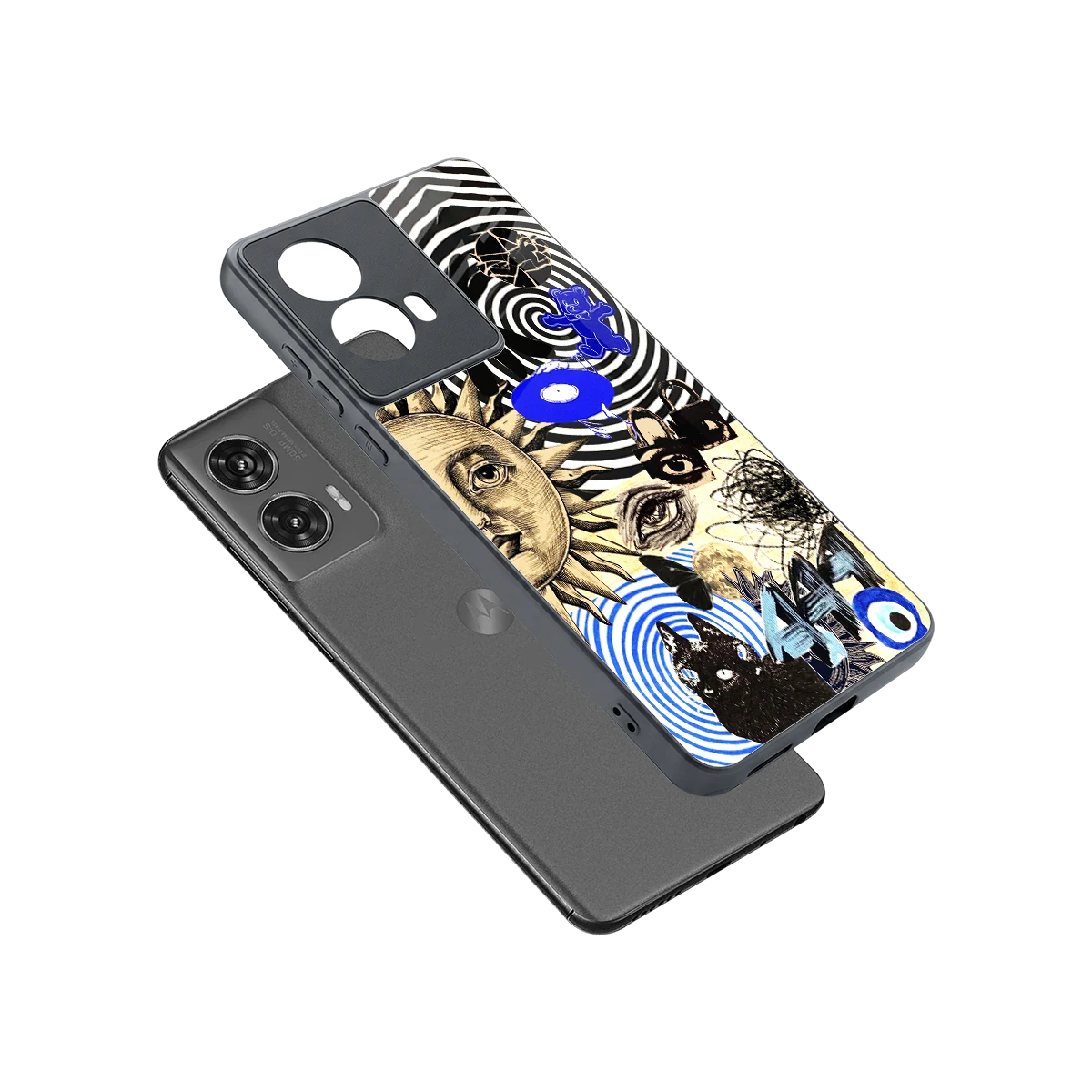 Psychedelic Vibes sleek motorola edge 50 fusion cover with tempered glass back and TPU edges