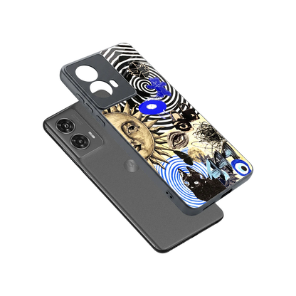 Psychedelic Vibes sleek motorola edge 50 fusion cover with tempered glass back and TPU edges