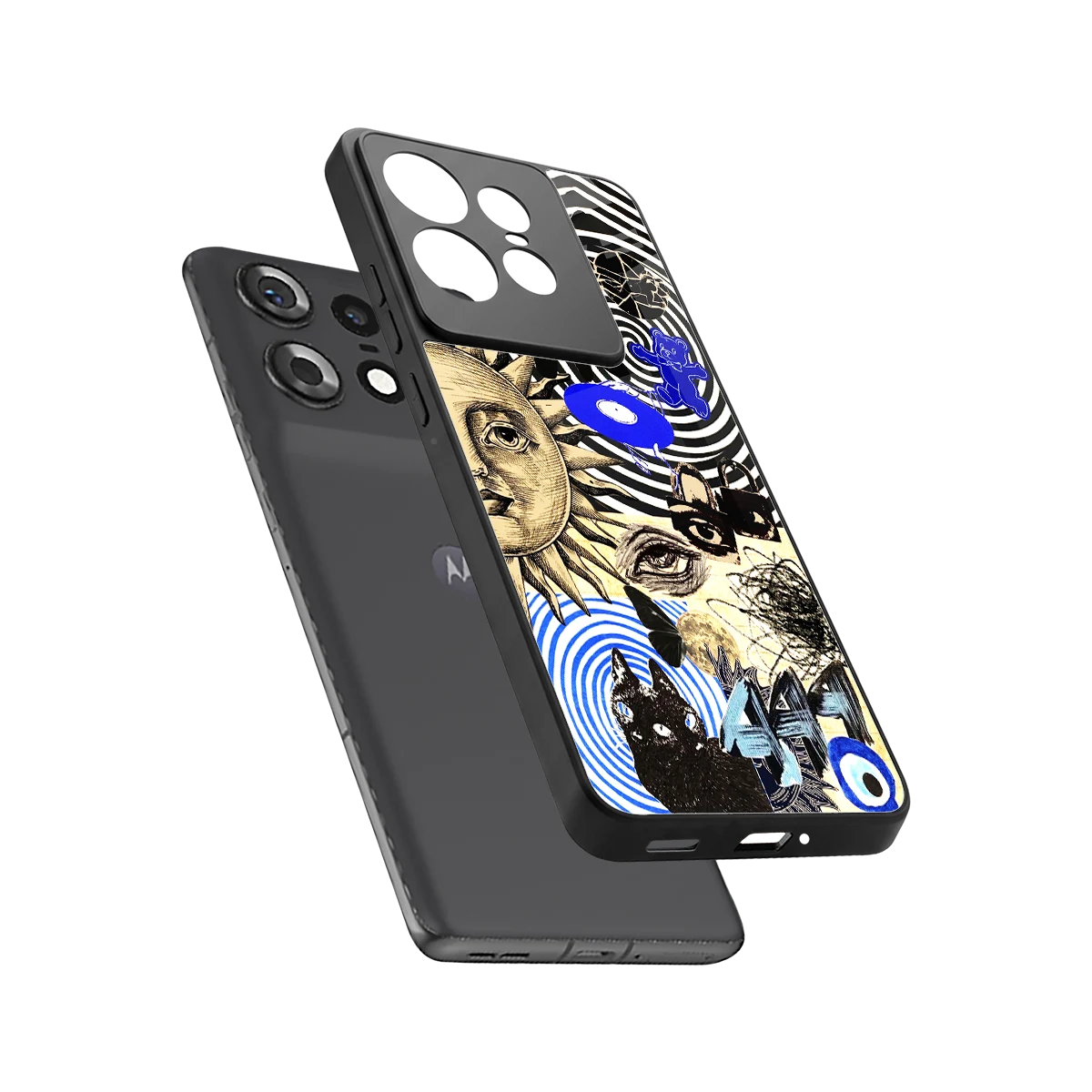 Psychedelic Vibes sleek motorola edge 50 pro cover with tempered glass back and TPU edges
