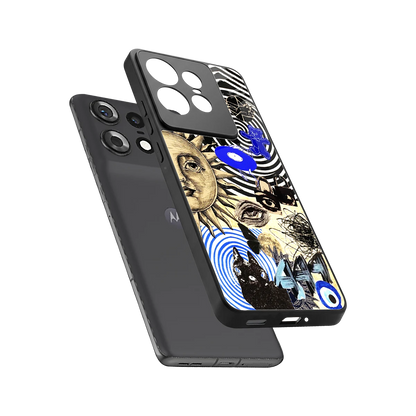 Psychedelic Vibes sleek motorola edge 50 pro cover with tempered glass back and TPU edges