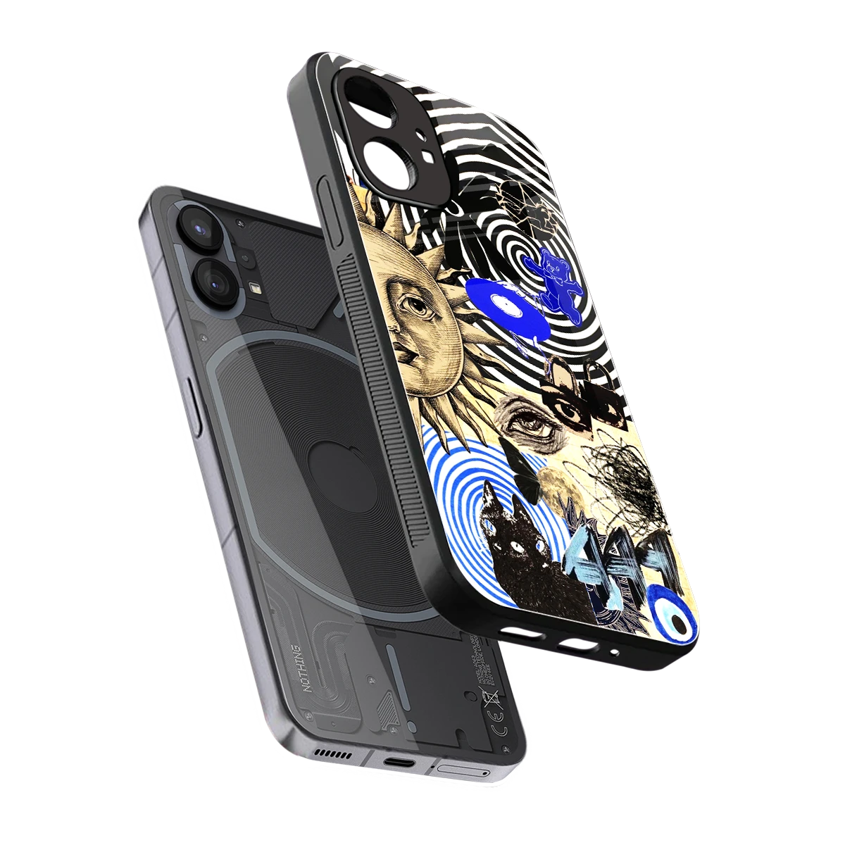 Psychedelic Vibes sleek nothing phone 1 cover with tempered glass back and TPU edges