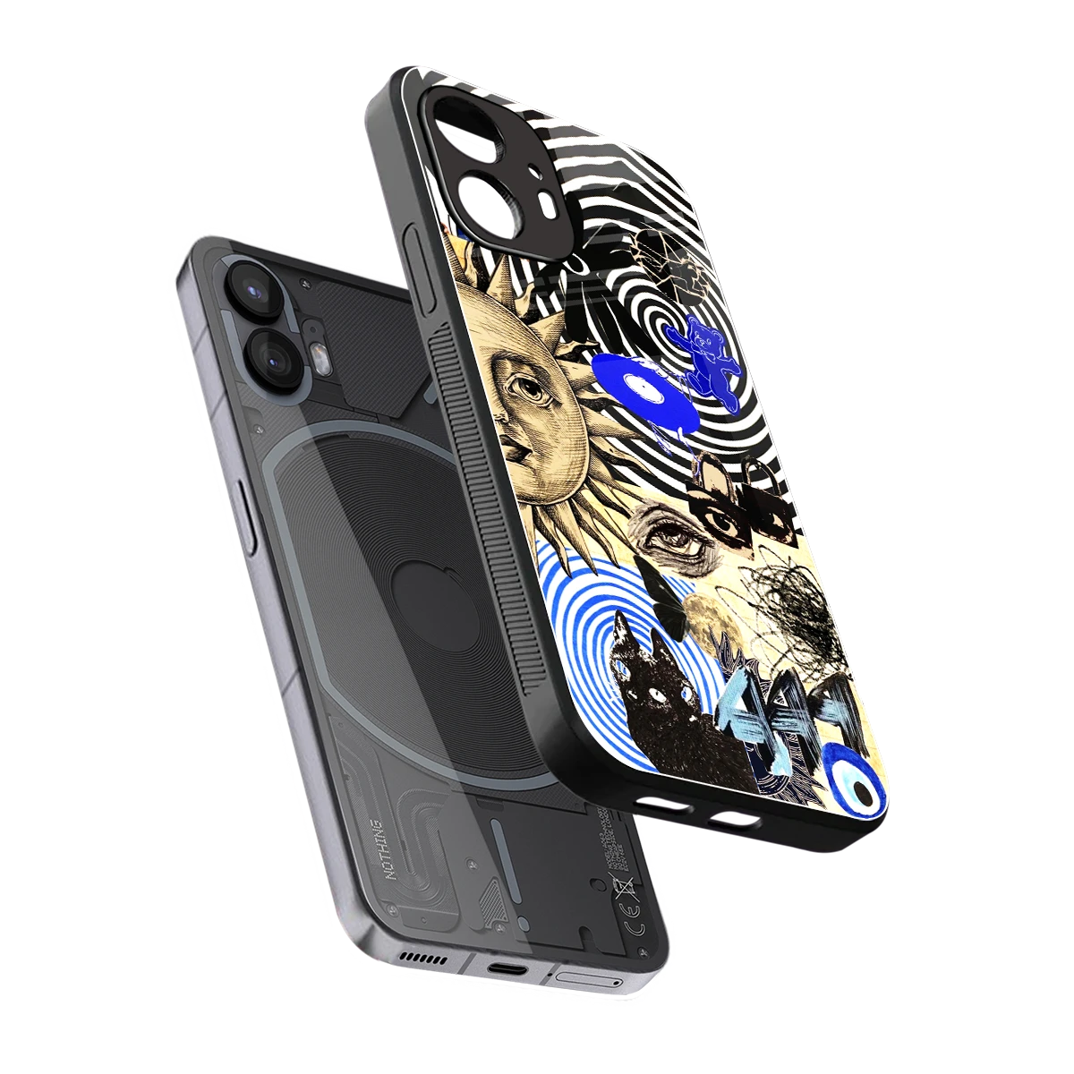 Psychedelic Vibes sleek nothing phone 2 cover with tempered glass back and TPU edges