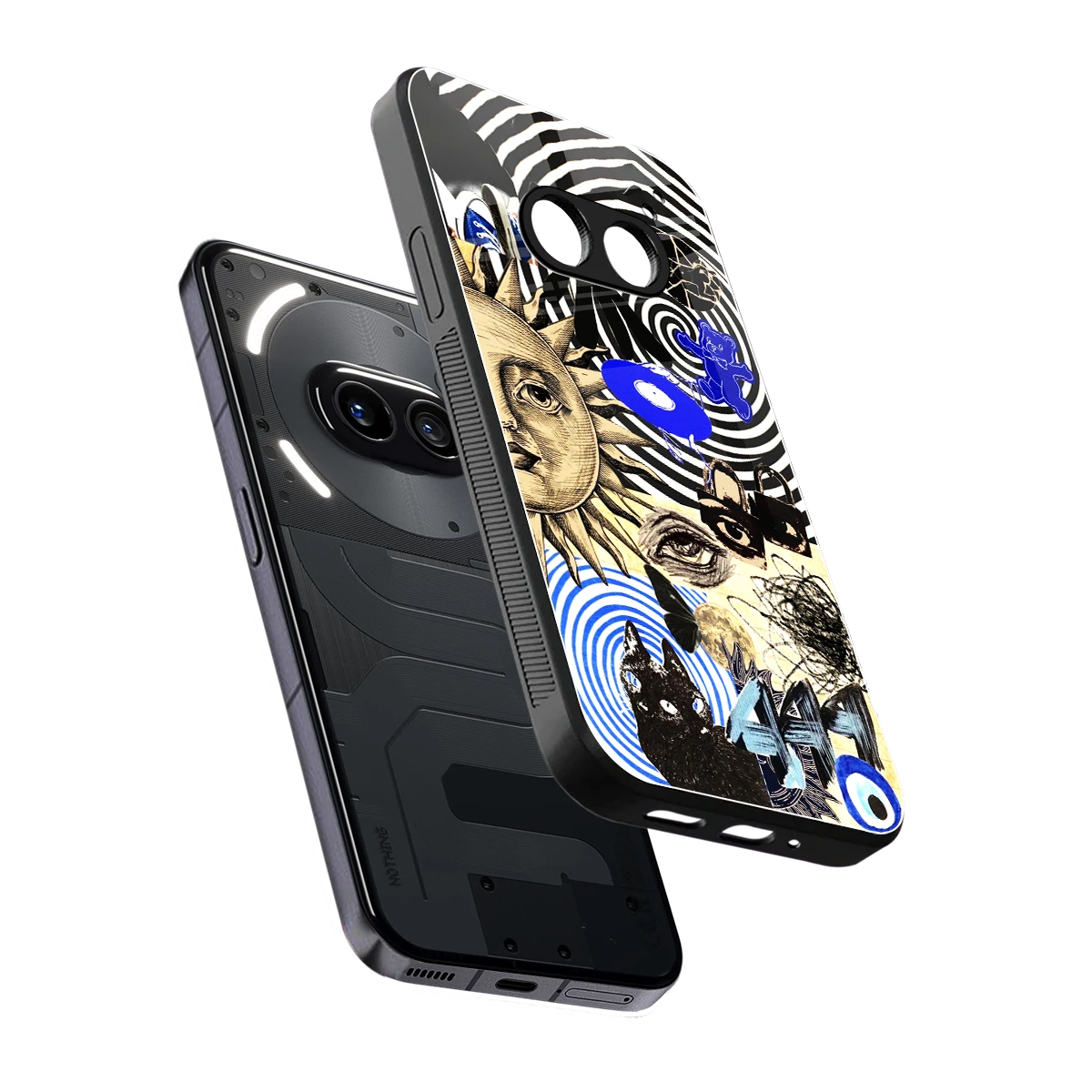 Psychedelic Vibes sleek nothing phone 2a plus cover with tempered glass back and TPU edges