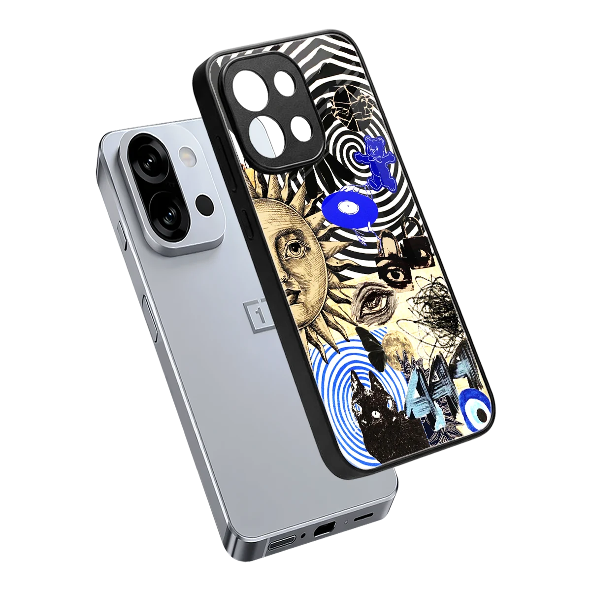 Psychedelic Vibes sleek oneplus 13s cover with tempered glass back and TPU edges