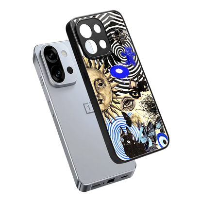 Psychedelic Vibes sleek oneplus 13s cover with tempered glass back and TPU edges