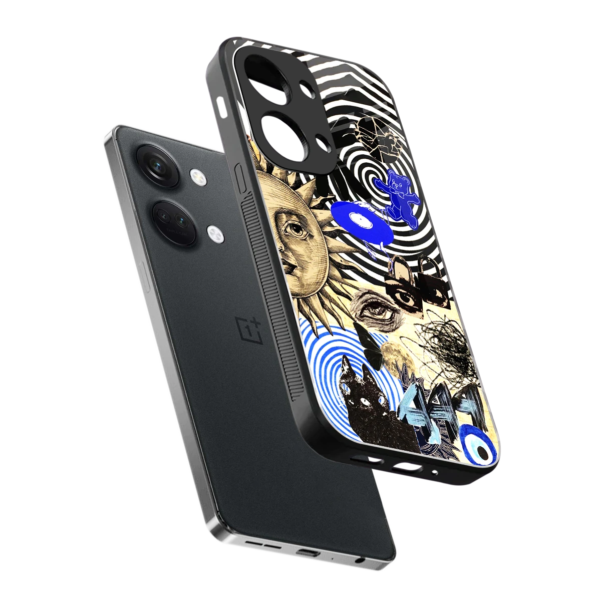 Psychedelic Vibes sleek oneplus nord 3 cover with tempered glass back and TPU edges