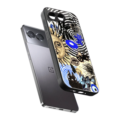 Psychedelic Vibes sleek oneplus nord 4 cover with tempered glass back and TPU edges
