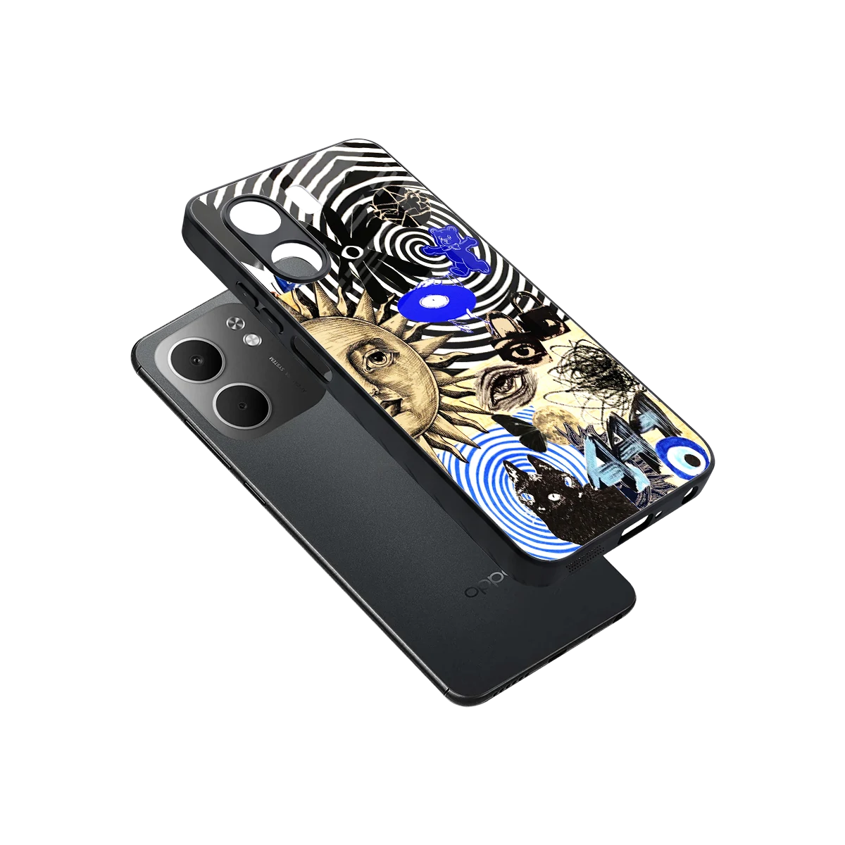 Psychedelic Vibes sleek oppo a5x 5g cover with tempered glass back and TPU edges