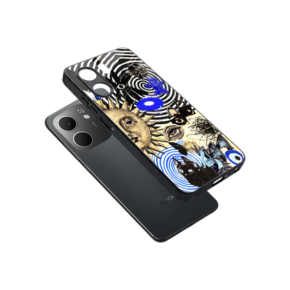 Psychedelic Vibes sleek oppo a5x 5g cover with tempered glass back and TPU edges