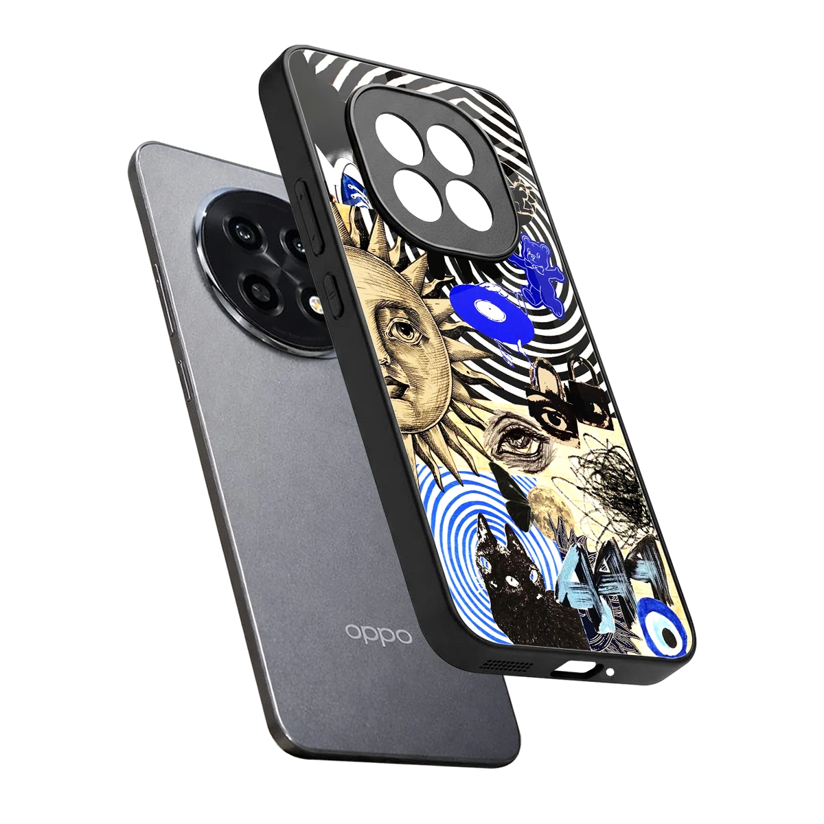 Psychedelic Vibes sleek oppo f29 pro 5g cover with tempered glass back and TPU edges