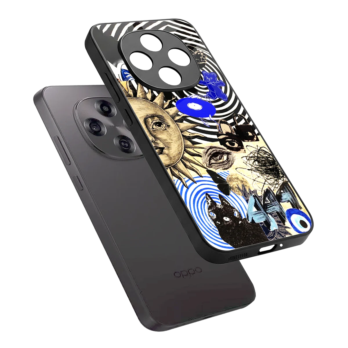 Psychedelic Vibes sleek oppo f31 pro 5g cover with tempered glass back and TPU edges