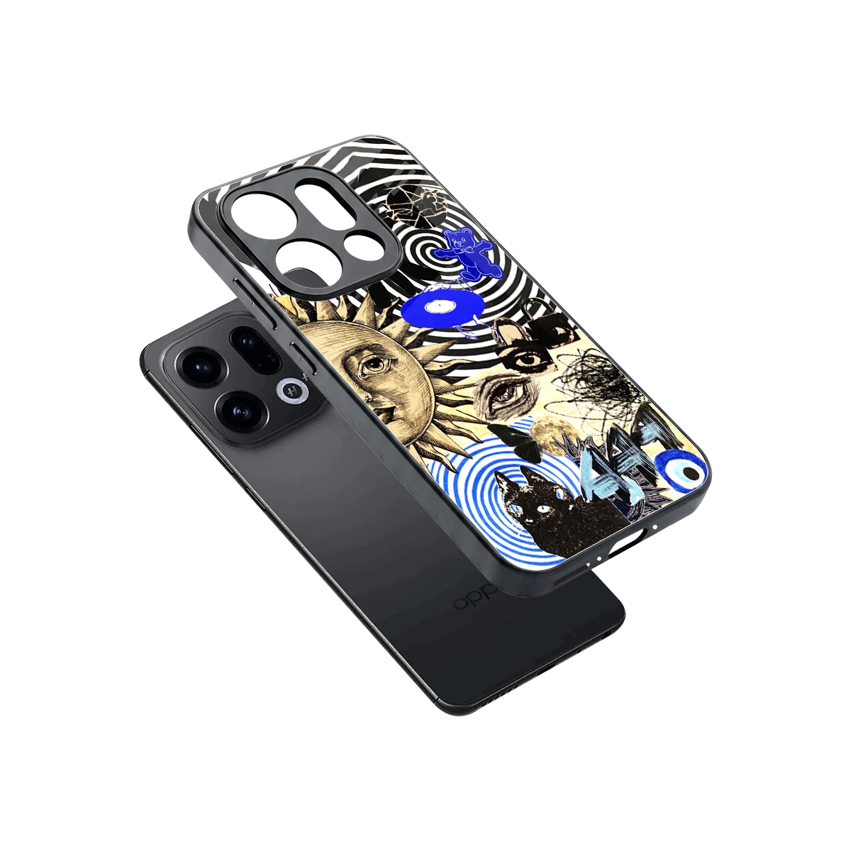 Psychedelic Vibes sleek oppo find x9 cover with tempered glass back and TPU edges