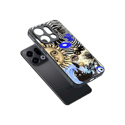 Psychedelic Vibes sleek oppo find x9 cover with tempered glass back and TPU edges
