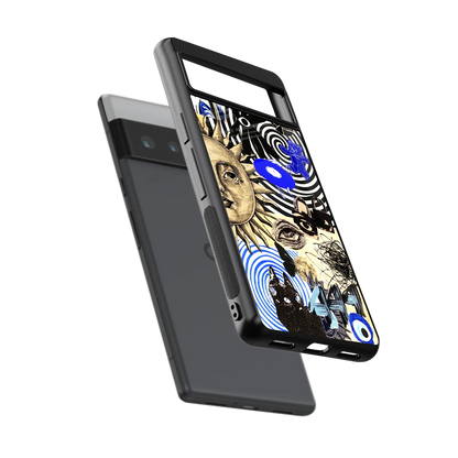 Psychedelic Vibes sleek google pixel 6 pro cover with tempered glass back and TPU edges