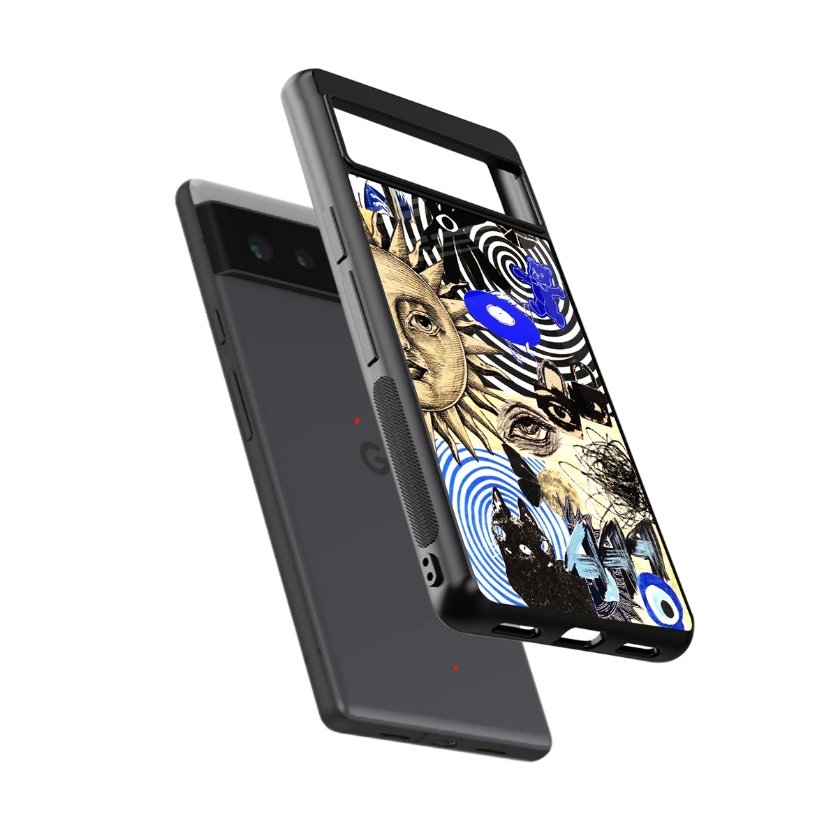 Psychedelic Vibes sleek google pixel 6 cover with tempered glass back and TPU edges