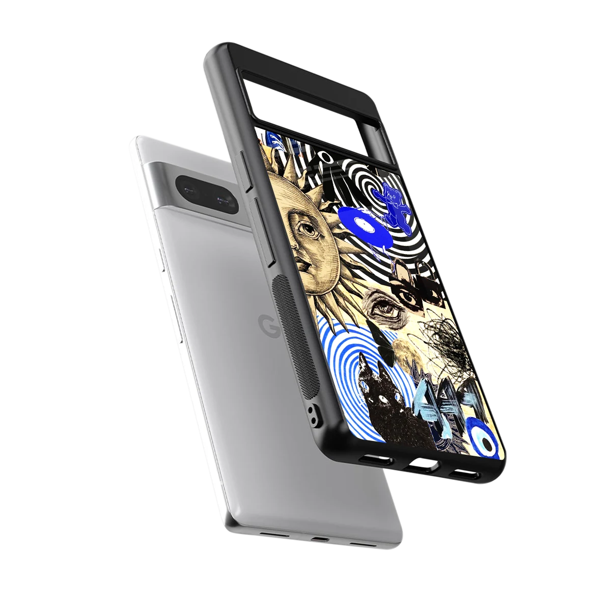 Psychedelic Vibes sleek google pixel 7 cover with tempered glass back and TPU edges