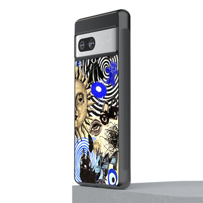 Psychedelic Vibes stylish phone case for google pixel 7a | glossy glass and slim fit