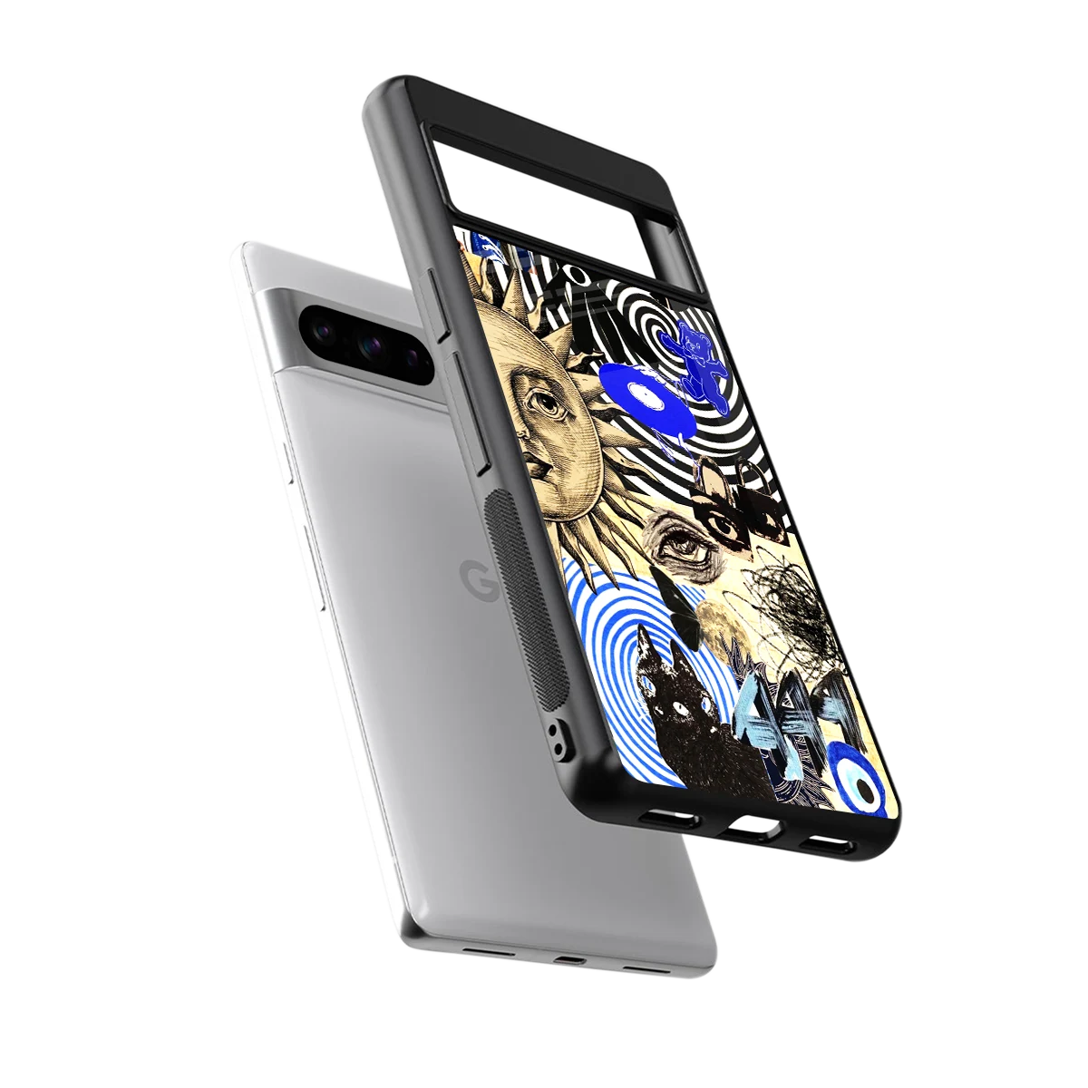 Psychedelic Vibes sleek google pixel 8 pro cover with tempered glass back and TPU edges