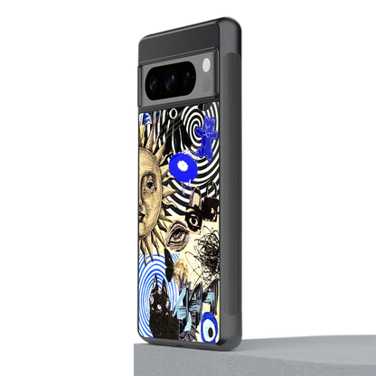 Psychedelic Vibes stylish phone case for google pixel 8 pro | glossy glass and slim fit