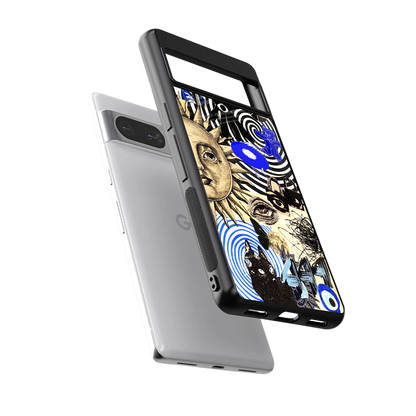 Psychedelic Vibes sleek google pixel 8 cover with tempered glass back and TPU edges