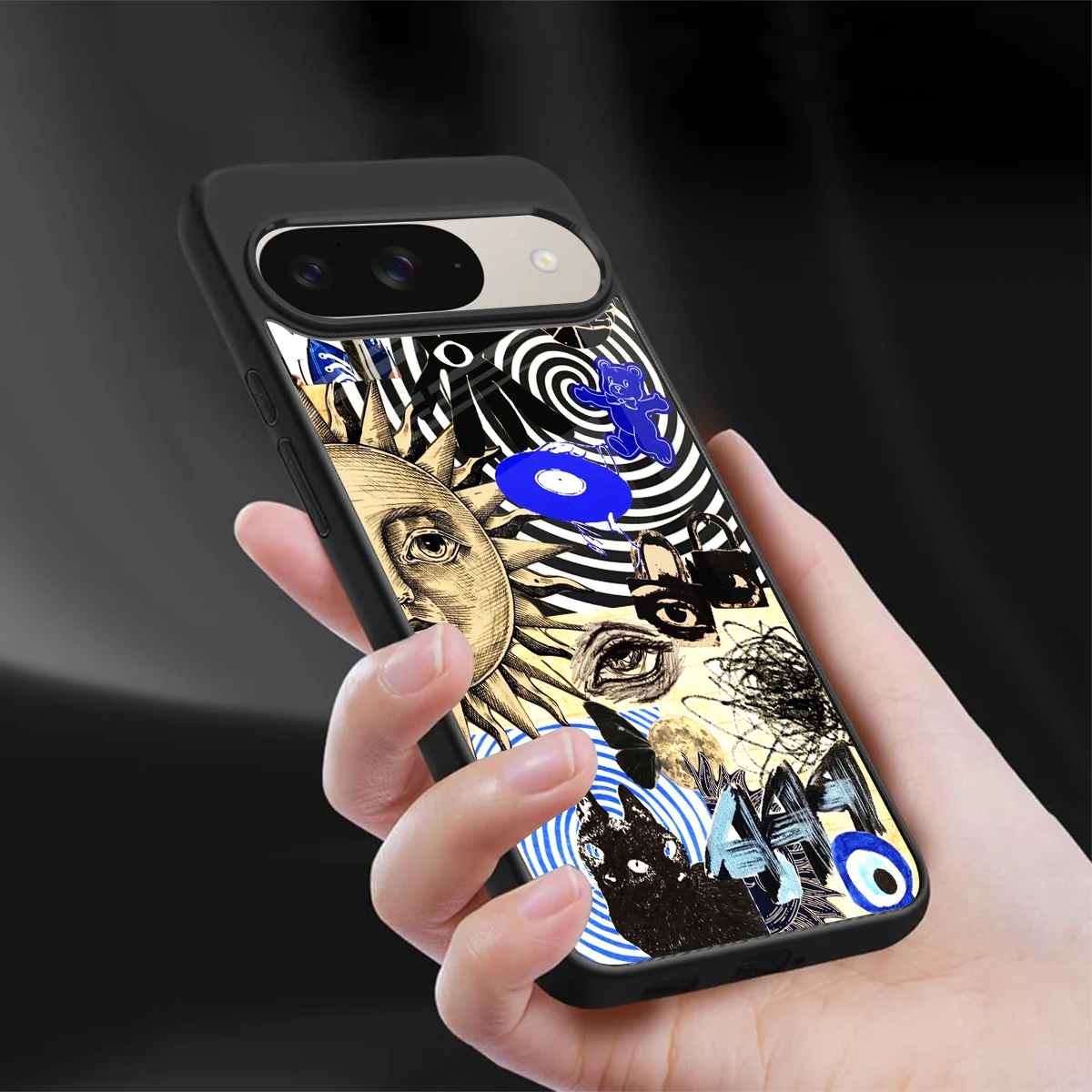 Psychedelic Vibes sleek google pixel 9 cover with tempered glass back and TPU edges